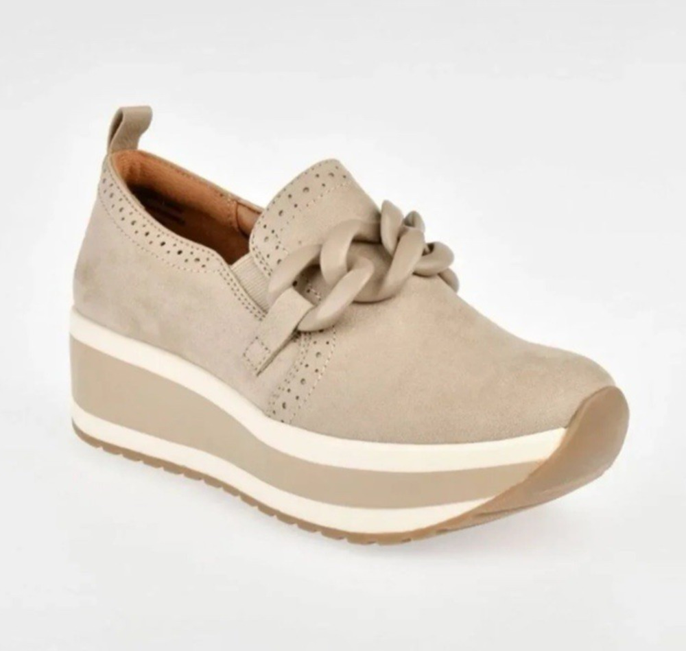 Mad Love Womens Platform Loafers Mary Jane Shoes Taupe Chain Comfort Casual 8 M